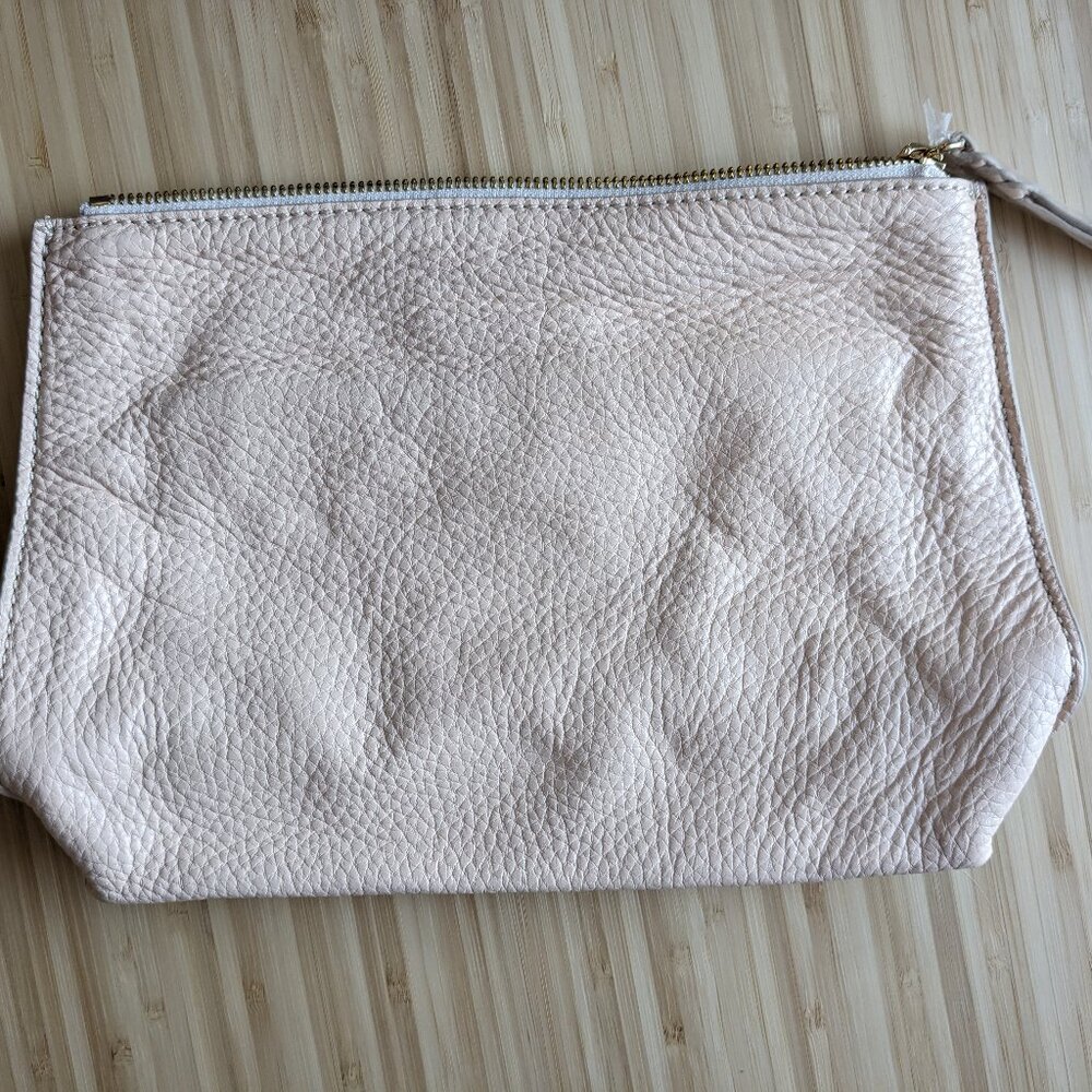 G.I.L.I. Italian Leather Pick-Stitch Pouch Blush